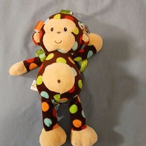 Taggies Brown Monkey Plush with Multicolor Polka Dots